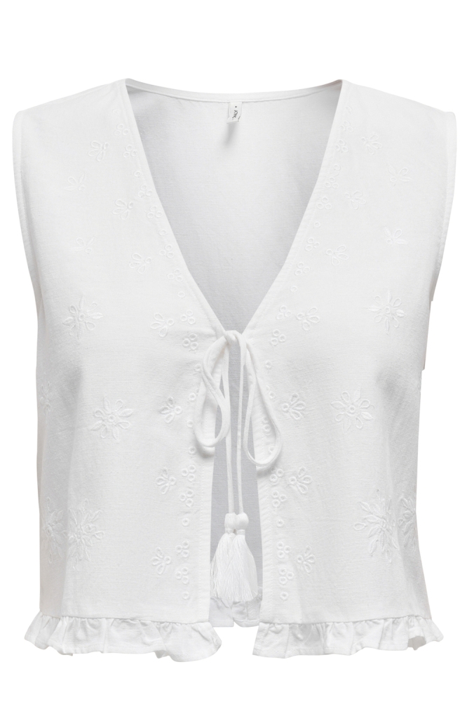 ONLJAKIRI LINEN S/L EMB VEST PTM 15346503 BRIGHT WHITE